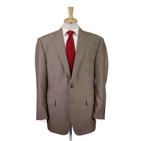 Peter Millar Light Brown Pinstripe 2-Btn Wool Suit 44R - Picture 1 of 10